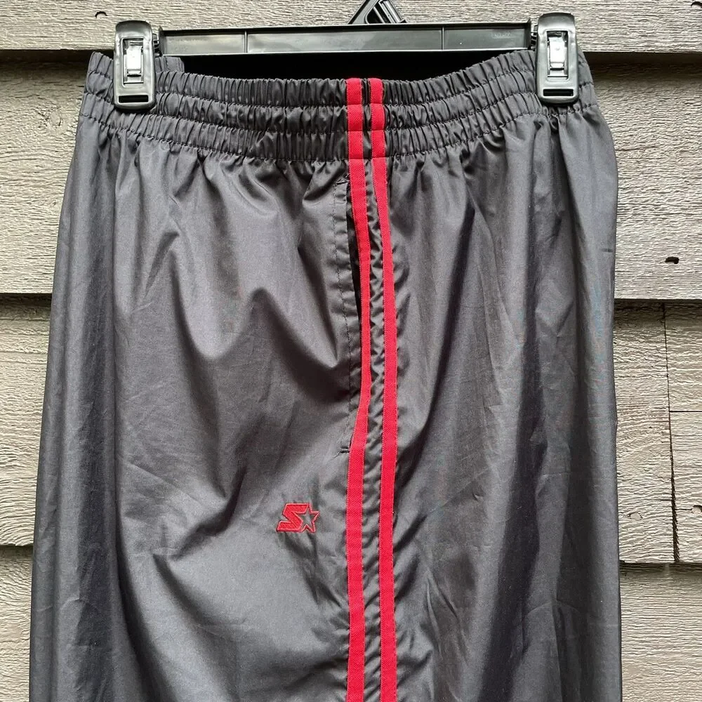 Vintage Starter Track Pants Mens XL Black tango Red Stripes Windbreaker Retro